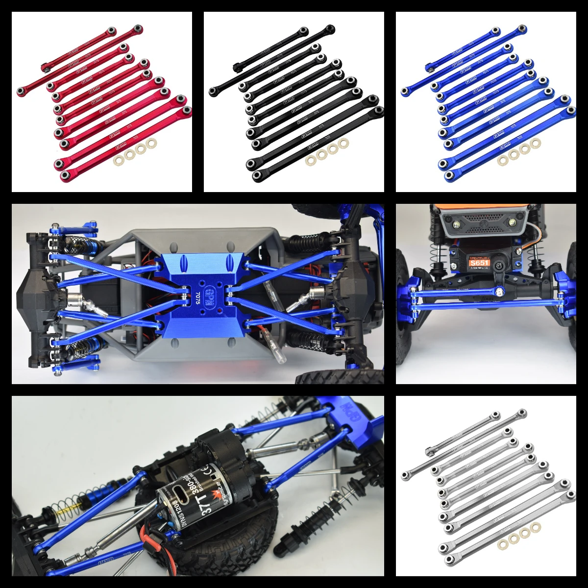 

GPM Alu7075 F & R Chassis Link Parts Tree + Front Steering Link rod AXIAL UTB18