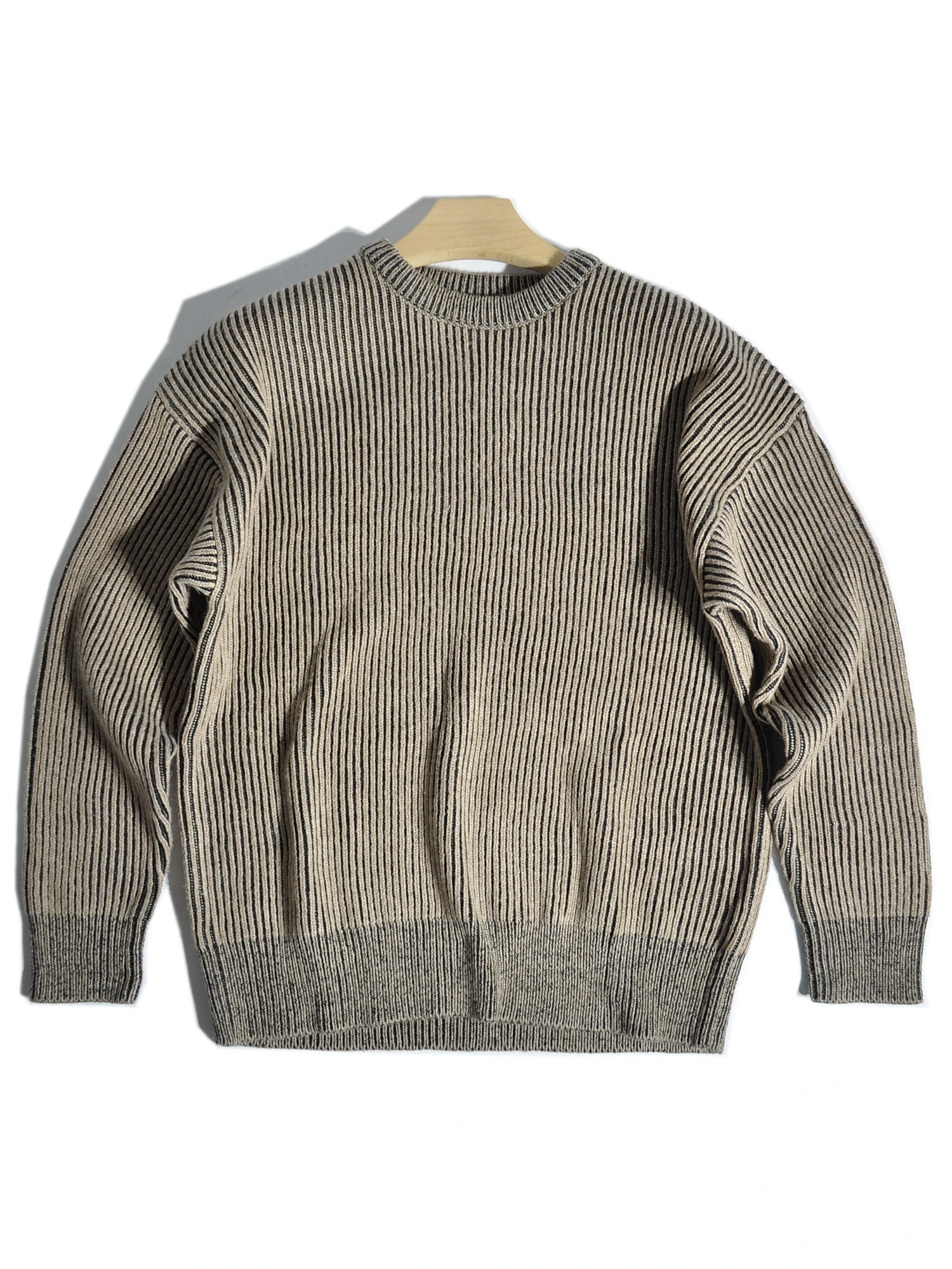 

Loose Fit Men's Knitted Sweater Stripe Casual Sle Midweight Cotton Polyester Nylon Blend Warm Winter Long Sve round Ne