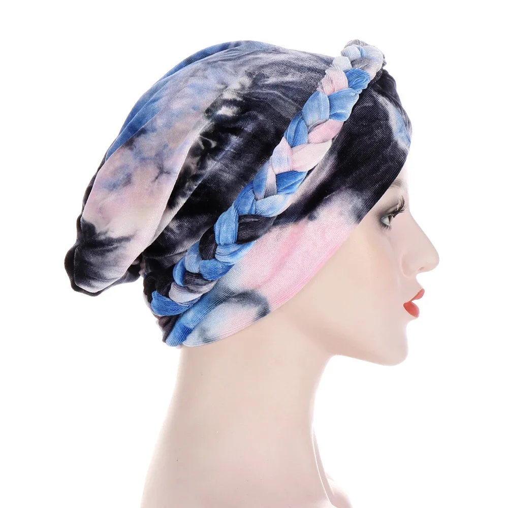 Turbante Hijab trenzado para mujeres musulmanas, gorro elástico para quimio, sombrero para la pérdida de cabello, envoltura para la cabeza, gorro