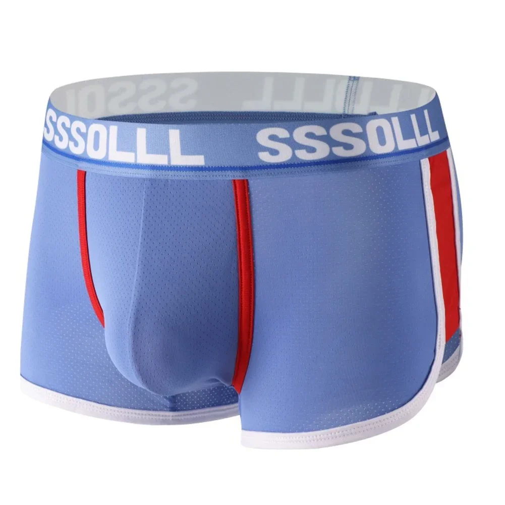 

Мужское нижнее белье, сетчатые дышащие боксеры, сексуальные спортивные шорты со средней талией и плоскими углами, модные трусы для фитнеса, спорта и фитнеса