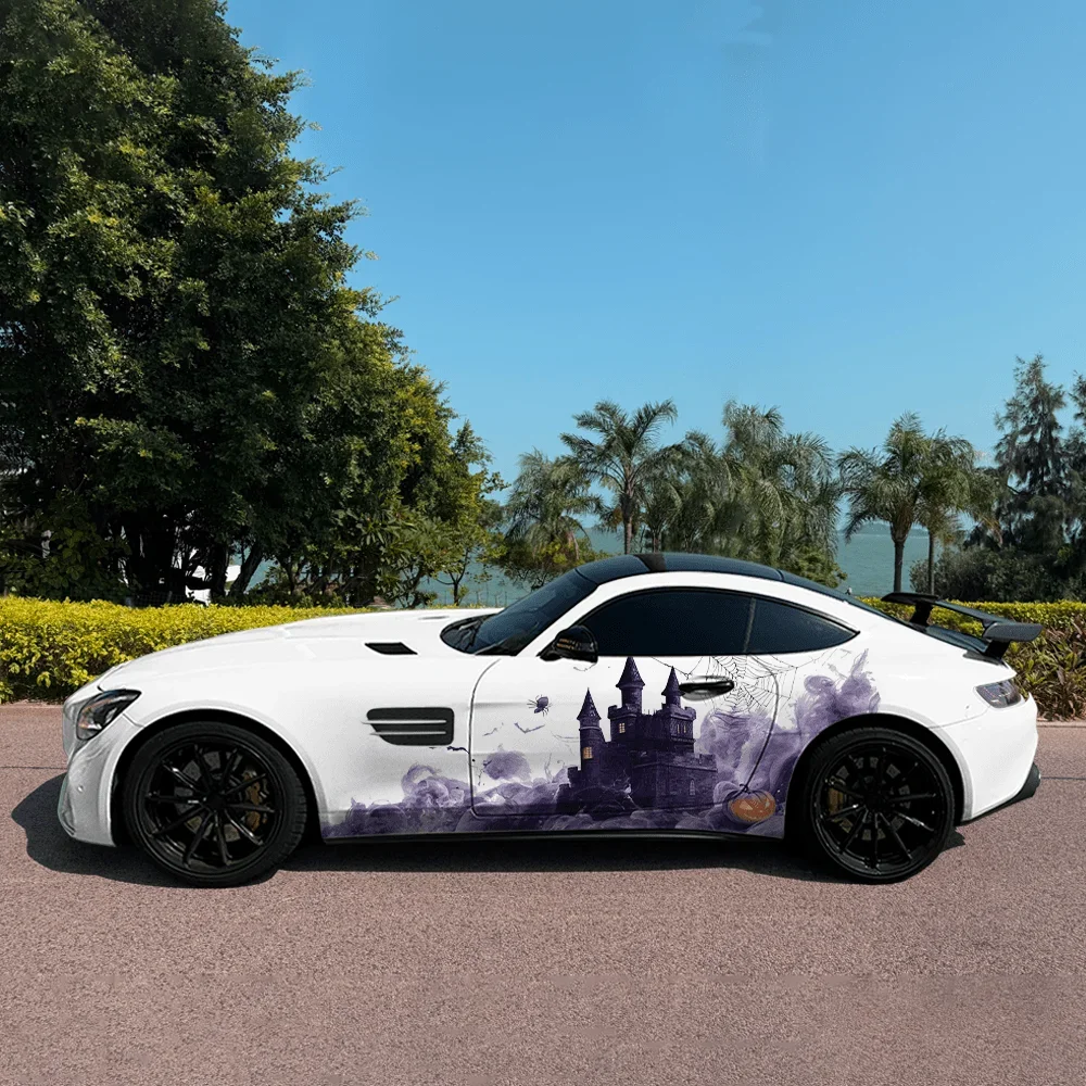 Mysterious Castle Dark Horror Car Vinyl Wraps Decal Selfadhesive PVC Sticker Suitable for Trucks SUV Decor Auto Accessories Gift