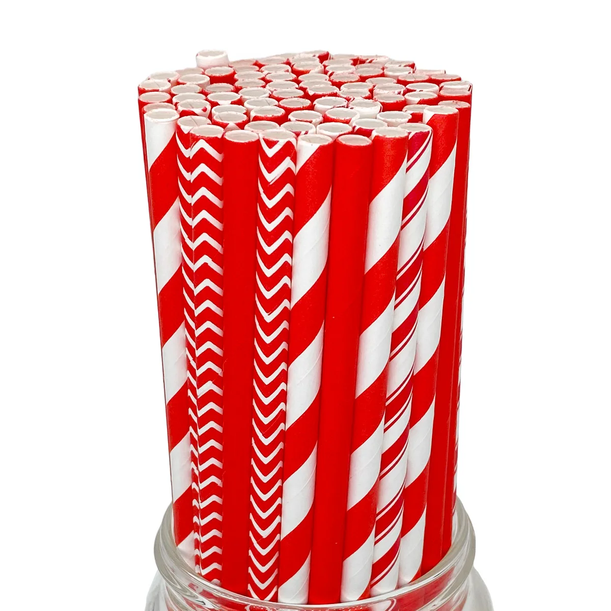 

Смешанные - цветные красные и белые бумажные трубочки, полосатые/золоты, 197 мм × 6 мм, экологически чистые для вечеринок и напитков