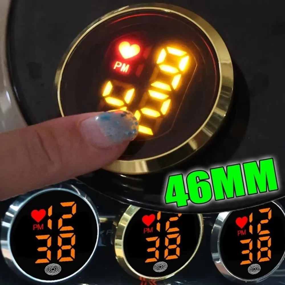 Touch-Activated Car Dashboard Clock LED Time Display Alloy Luminous Car Clock Mini Simple LED Electronic Watch