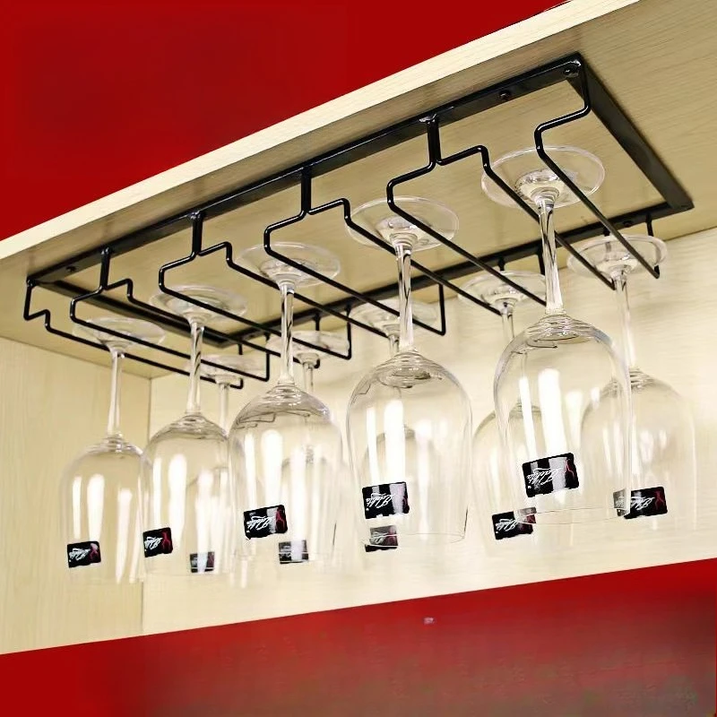 

Wine Glasses Holder Bartender Stemware Hanging Rack Under Cabinet Stemware Organizer Glass Goblet Iron Rack Bar Tool