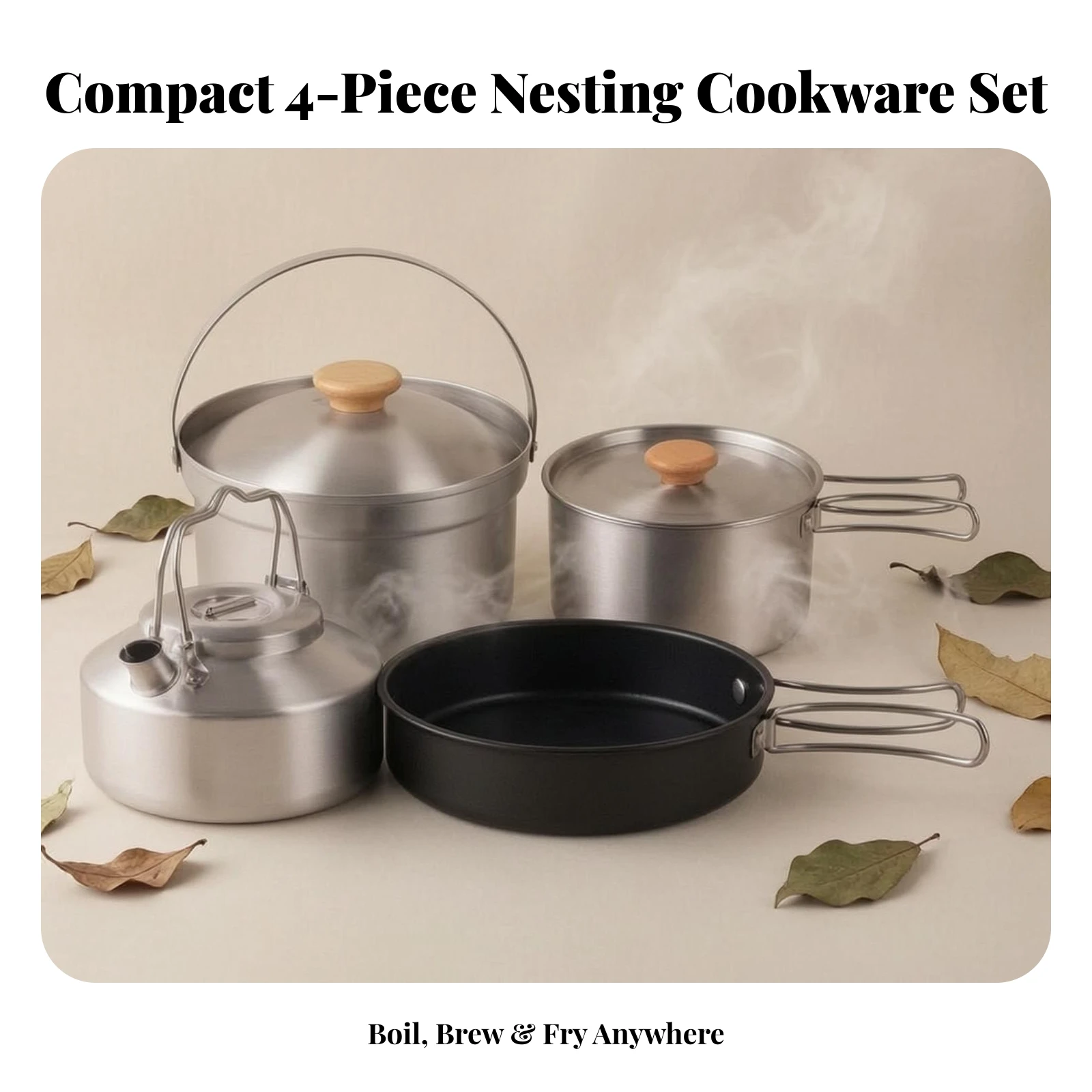 Juego de Cocina de Acero Inoxi - Camping Cooking Set For 4 reseña y precio