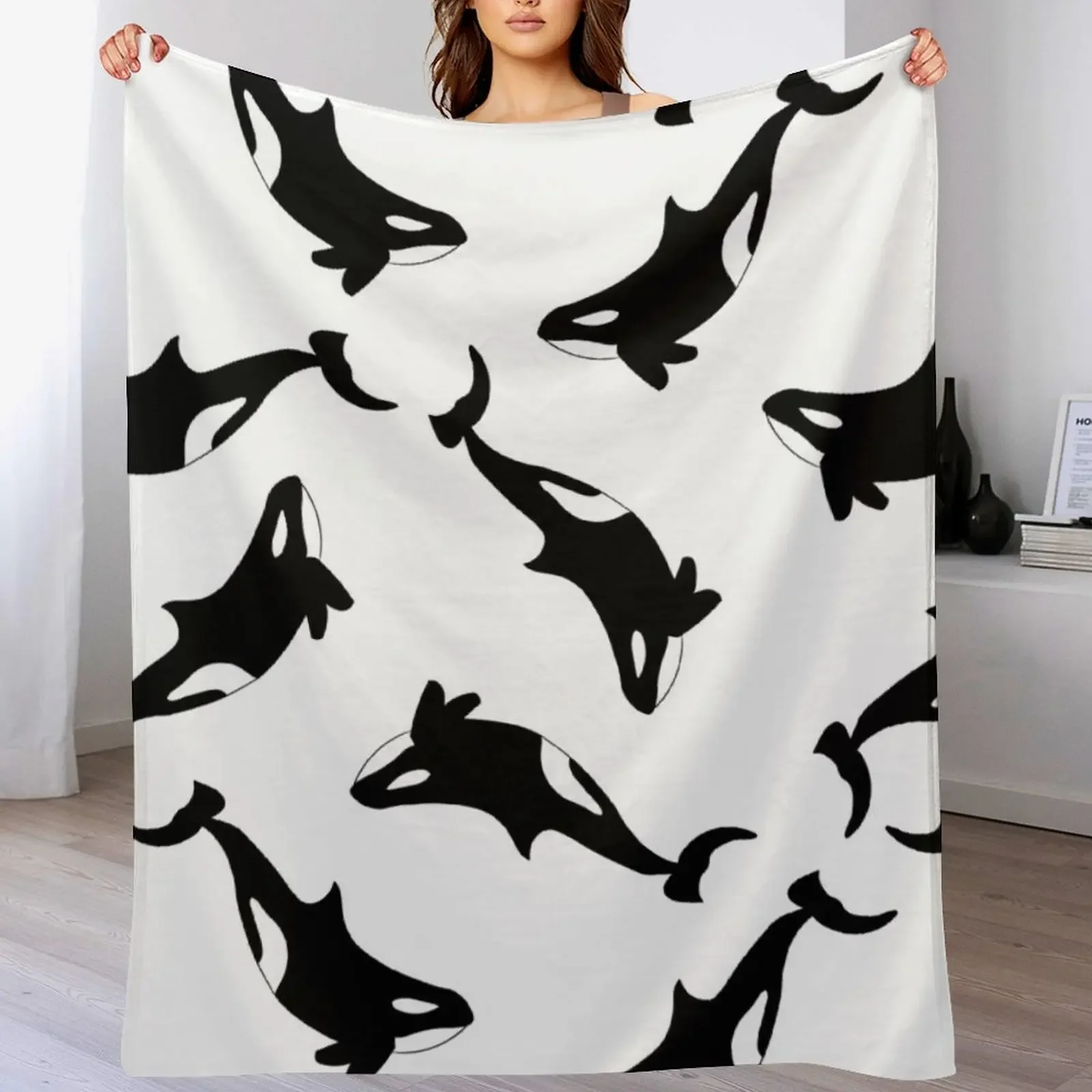 Orca Killer Whale Throw Blanket All Weather Soft Throw Blanket for Sofa