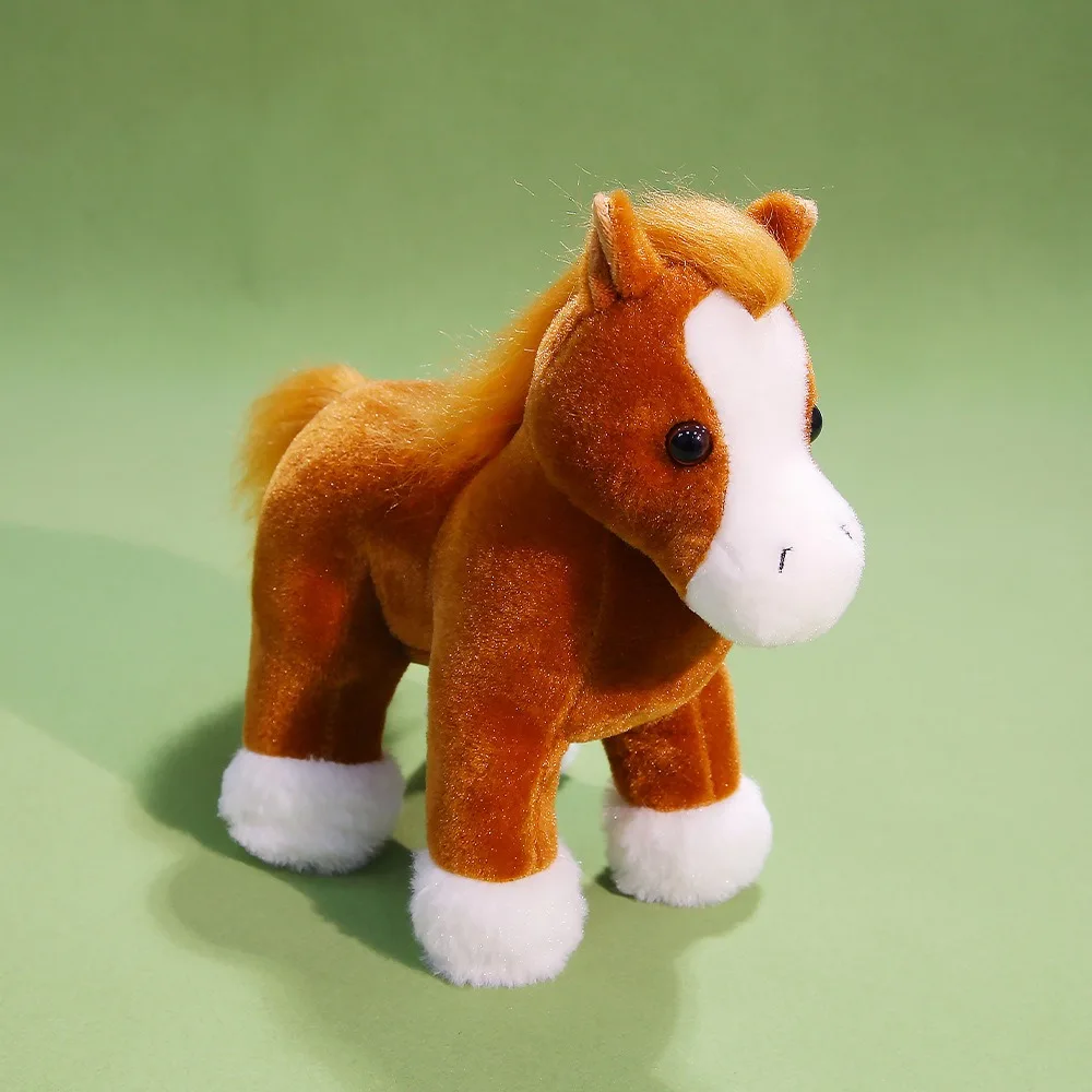 

Cute PP Cotton Fine Horse Fluffy Soft Simulation Stuffered Pony Collection Cartoon Long Hair Horse Stuffed New Year