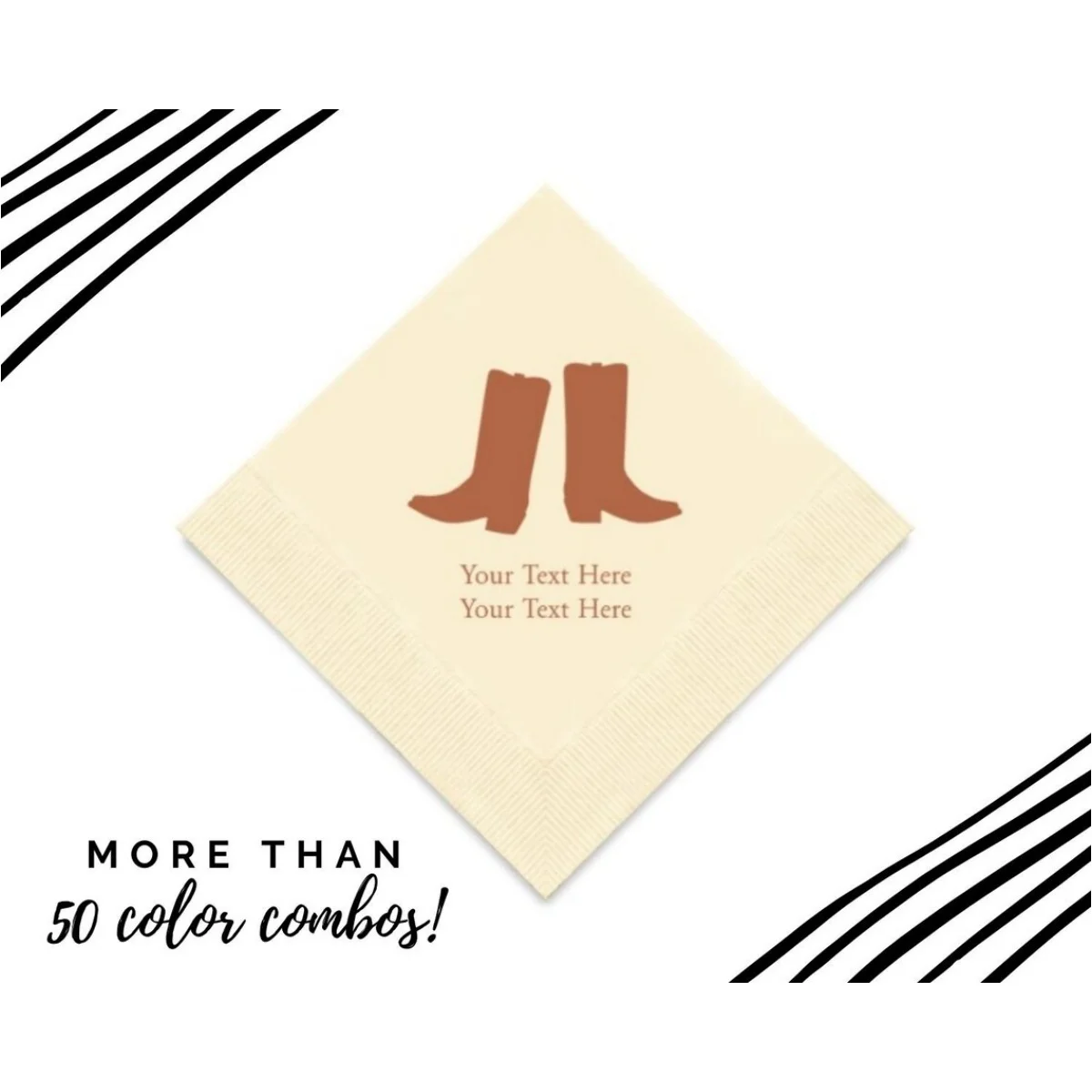 50pcs Cowboy Boots Print Napkins - 50 Paper Napkins - Country Wedding Napkins - Personalized Birthday Napkins - Cowgirl - Wester