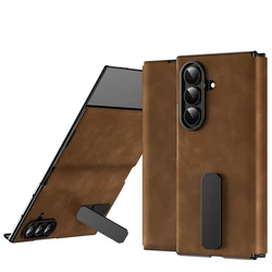 Leather Case For Samsung Galaxy Z Fold 7 4 3 2 5 6 TriFold Phone Shell Hinge Screen Tempered Film Shockproof Cover