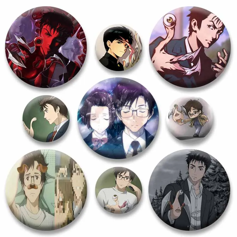 Anime Parasyte Shinichi Izumi Icons Badge Cartoon Character Lapel Pins Handmade Snap Brooch Bag Clothes Accessory Jewelry Gifts