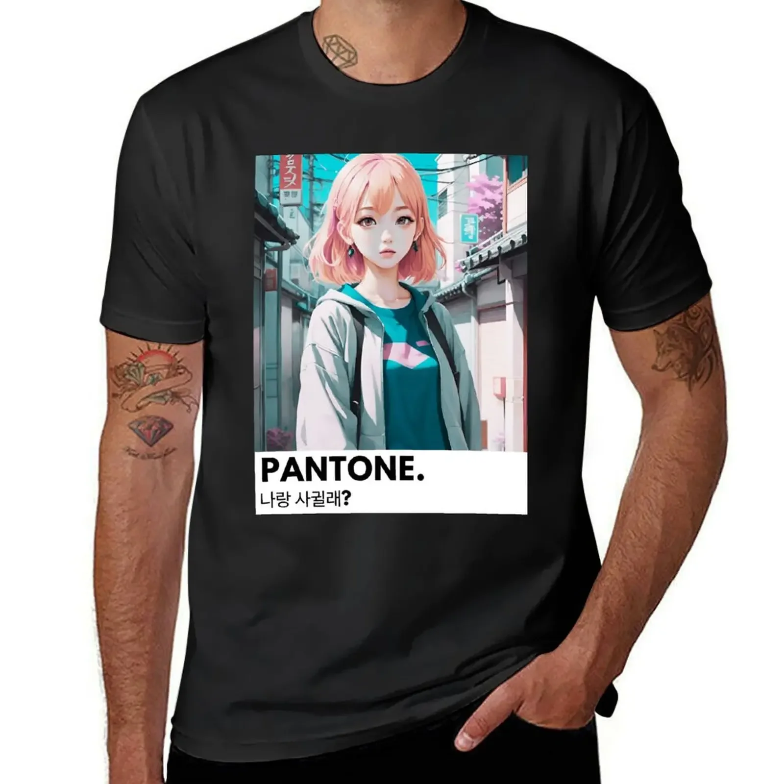 Pantone Aesthetic Anime girl T-Shirt heavyweights blanks boys whites fitted t shirts for men