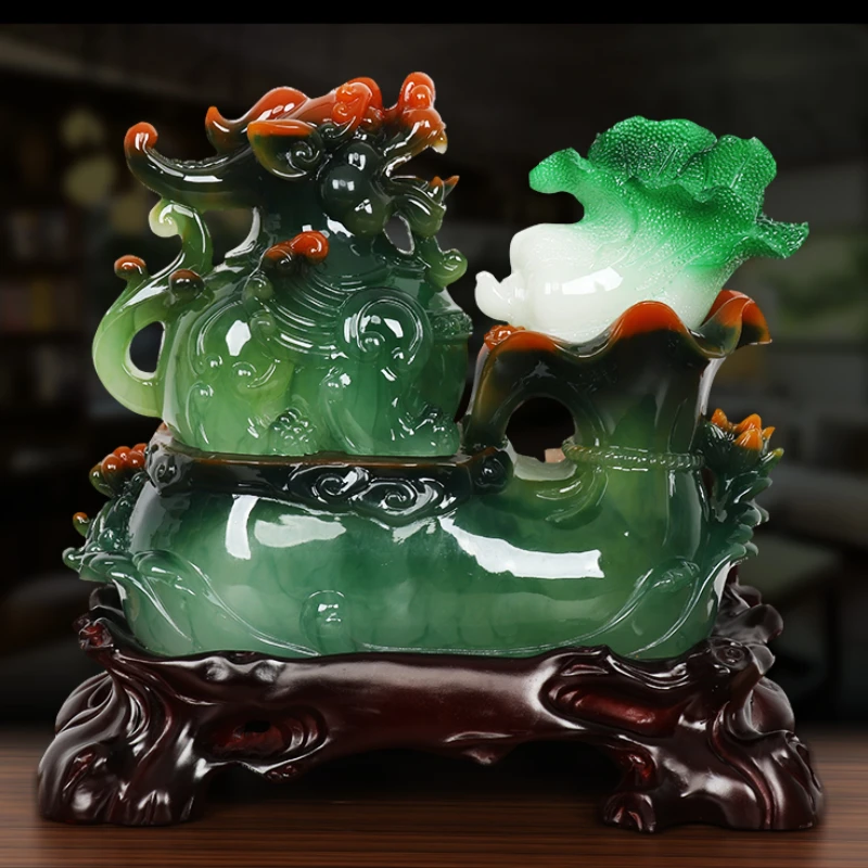 1pc Resin Pixiu Cabbage Decoration Feng Shui Accessories Recruiting Wealth Pray for Auspiciousness Living Room Home Decoration