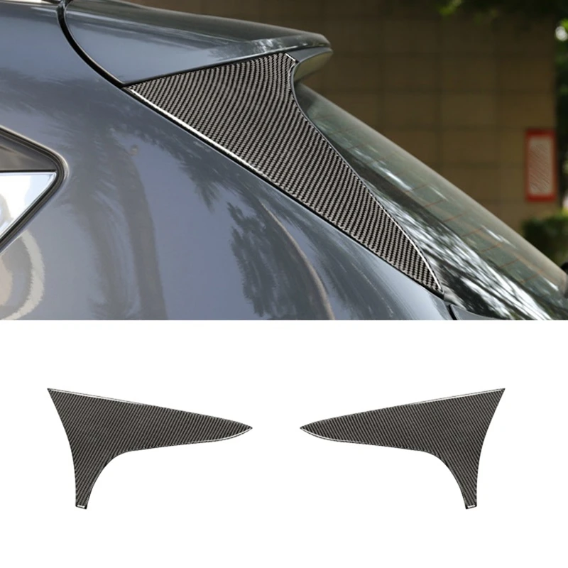 Rear Window Wing Side Triple-Cornered Spoiler Cover Trim Carbon Fiber Interior Accessories For Mazda CX-5 2017-2021