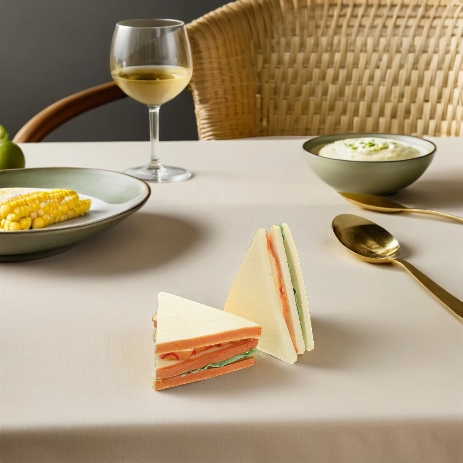 2 pezzi di oggetti di scena per panini simulati, giocattolo artificiale, cibo finto per la decorazione del modello di pane da cucina Pu