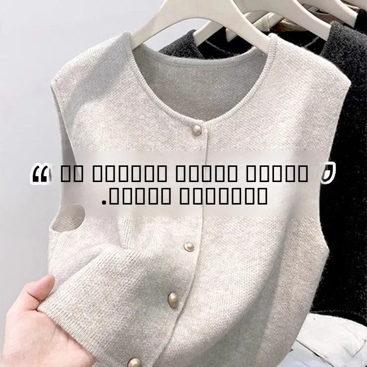 

Korean Sle Soft Cozy Knitted f High Collar Base irt Layering Vest Two Piece Set Autumn Commute Slim Fit Pure Color Lon...