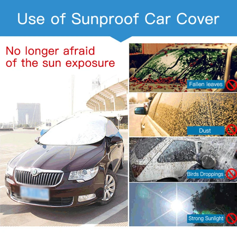 Foldable storage car car coat half cover sunshade umbrella summer heat insulation car cover tip-top car cover universal models