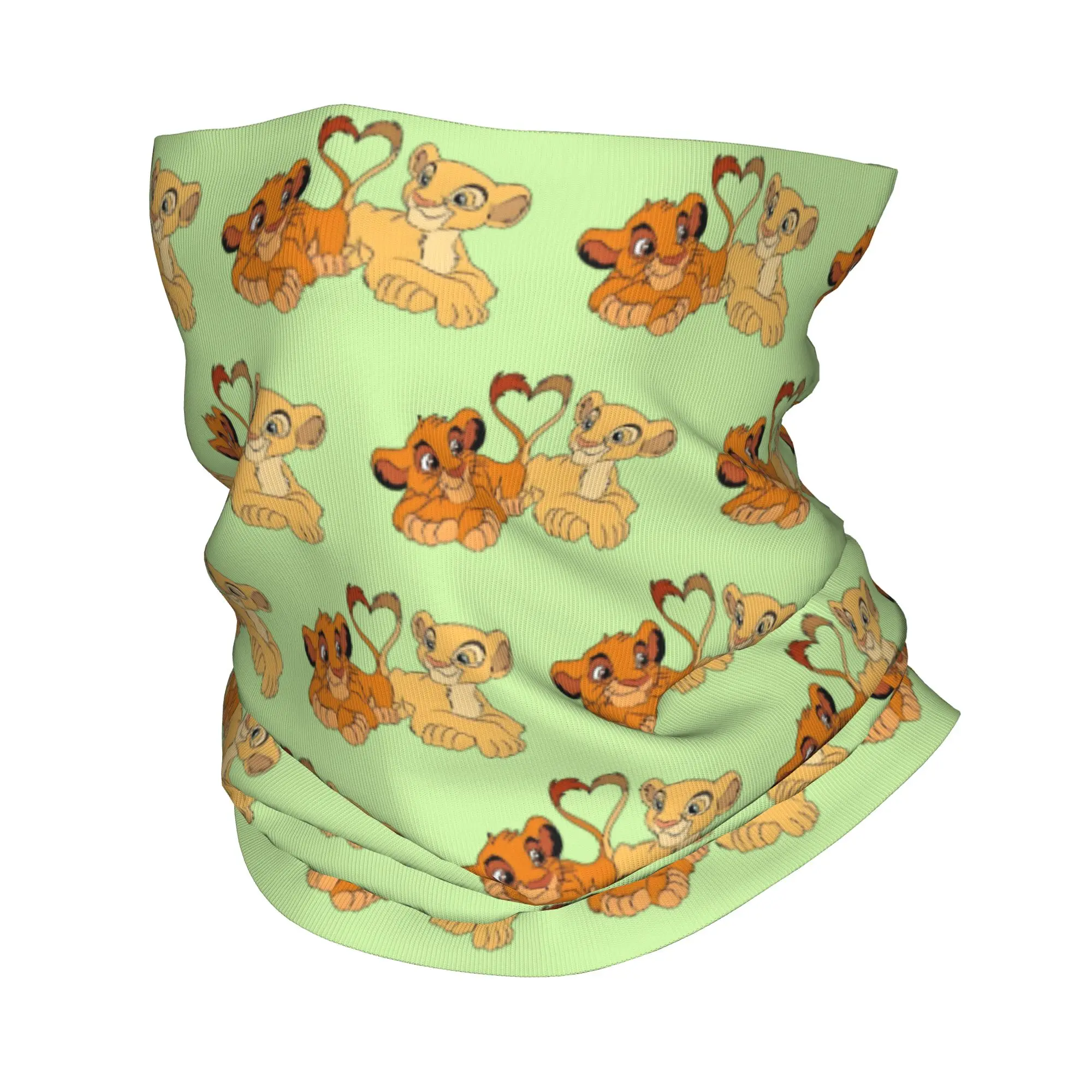 Custom Simba Nala Bandana Neck Gaiter Windproof Face Scarf Cover Women Men Lion King Hakuna Matata Headband Tube Balaclava