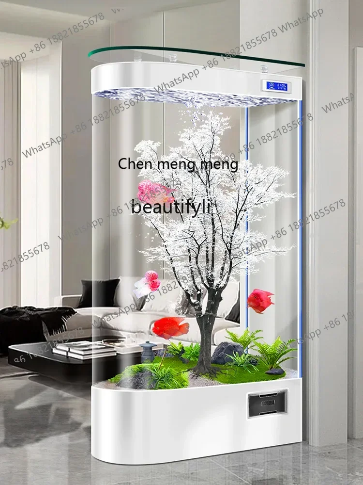 

Light luxury, fish tank living room, home screen partition, home floor glass ecological aquarium