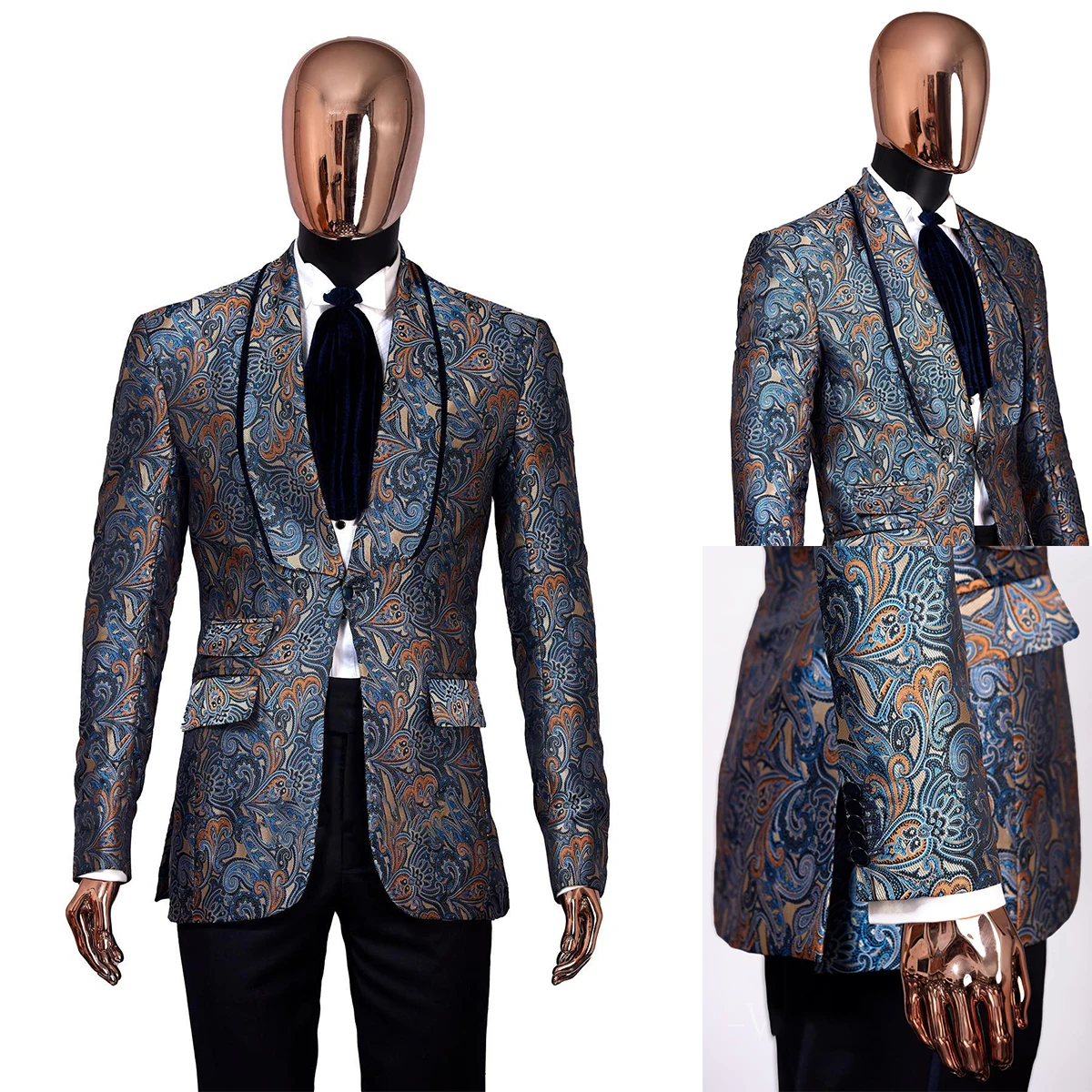 Abiti da uomo da sposa con paillettes alla moda su misura sposo 2 pezzi cappotto e pantalone nero occasioni formali Costume da cantante per feste realizzato