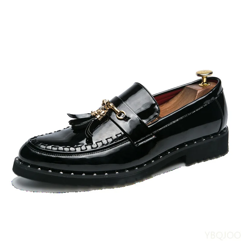 Men Leather Driving Shoes tassel Black Blue Slip On loafers spring Summer Men Leather moccasins outdoor club pary shoes men