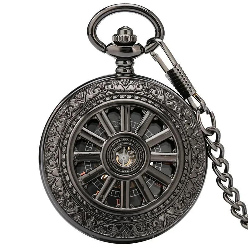Antique Hollow-out Wheel Design Men Women Handwinding Mechanical Pocket Watch Fob Watches Pendant Clock Gifts