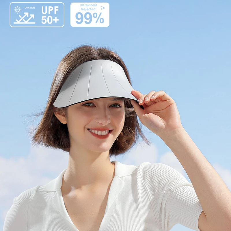 Empty Top Sunscreen Hat for Women Seamless Three-dimensional Visor Summer UV Protection Large Brim Adjustable Breathable Sun Cap