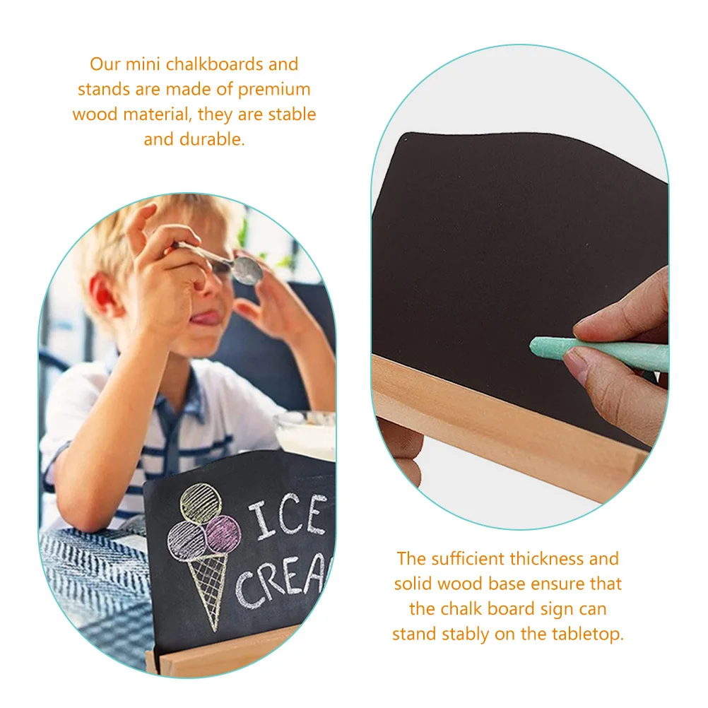

12Pcs Mini Chalkboards Signs Stable Wood Base Double Sided Erasable Tabletop Display Sign Mini Chalkboards Signs