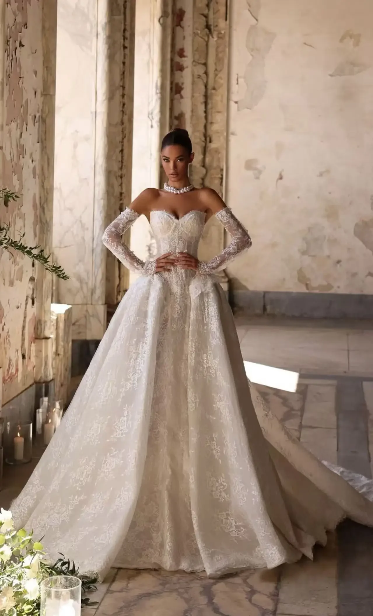 ジェーン・エア ボヘミアン ウェディングドレス 女性用 アップリケ スイートハート ブライダルガウン レース ノースリーブ バックレス カスタマイズ可能 ベスティドス・デ・ノビア