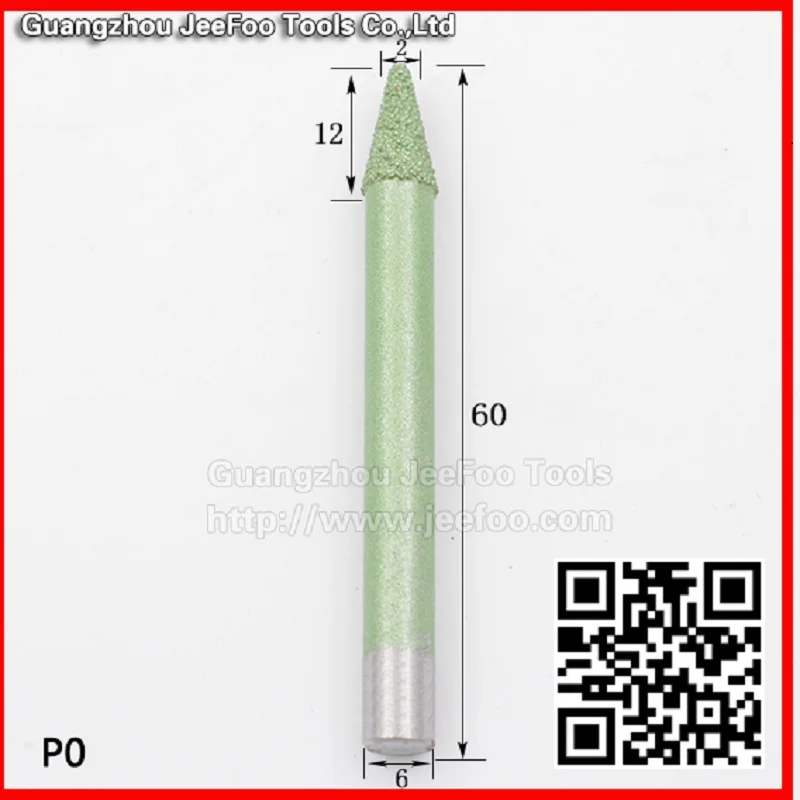 A0-6*2*60 Marble Carve Bit Diamond Tools, Stone CNC Engraving Tools for Router 3D CNC Milling Engraver Cutter