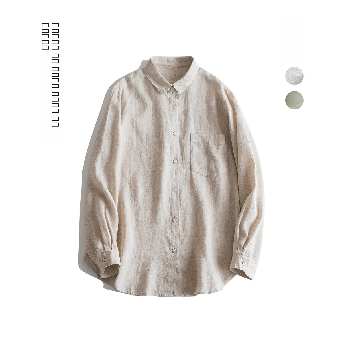 

High-End Casual Women's Linen irt Slimming Long Sve White Top Artistic Sle Summer Faion Comfortable Breathable