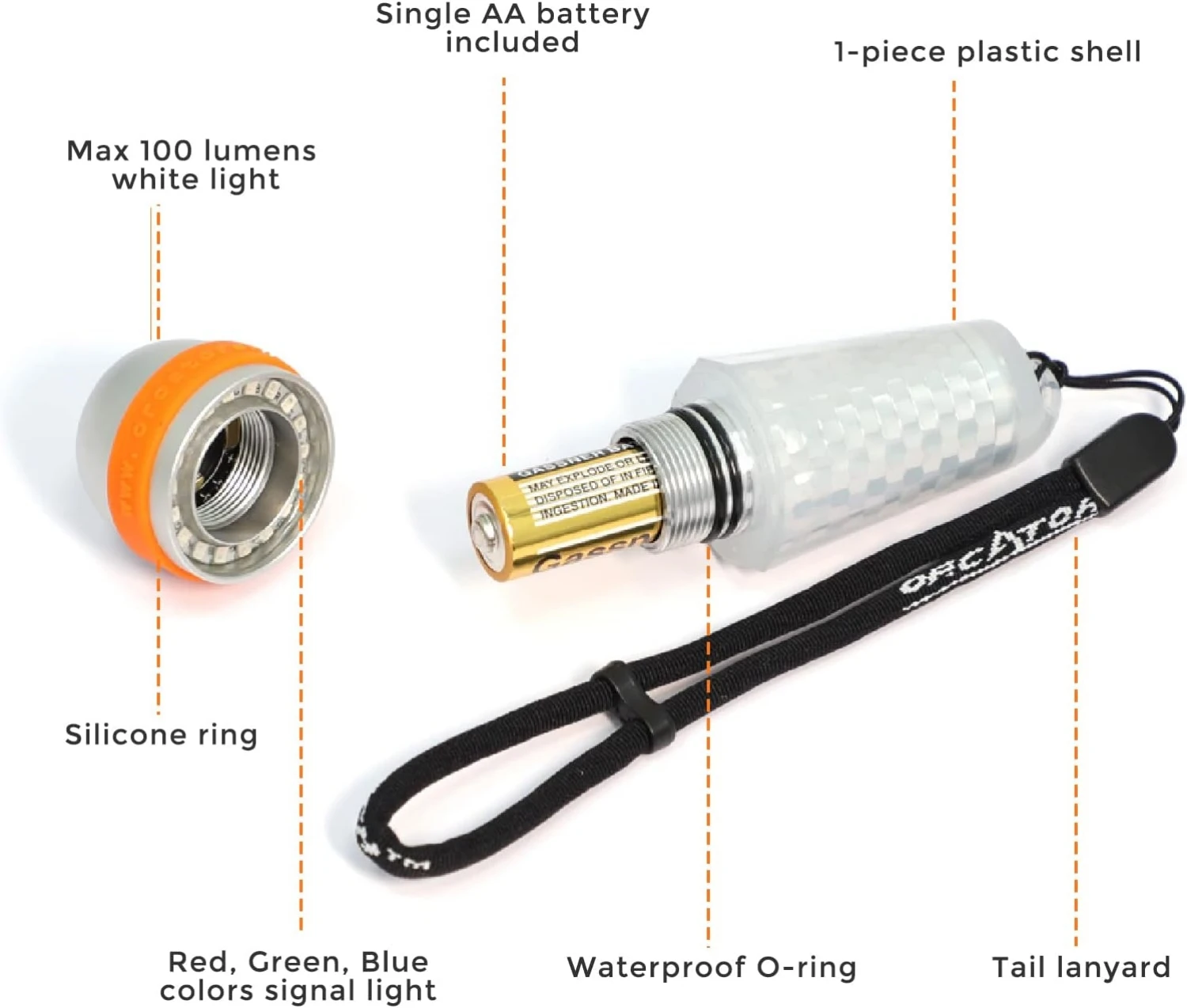 OrcaTorch SD03 Dive Beacon Lantern Scuba Diving Segnale luminoso 8 modalità LED Indicatore luminoso Accessori subacquei professionali