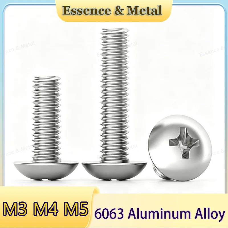 6063 Aluminum Alloy Cross Recessed Truss Phillips Head Machine Screws M3 M4 M5 TM Large Flat-Head Cross Machine Screws Hardware