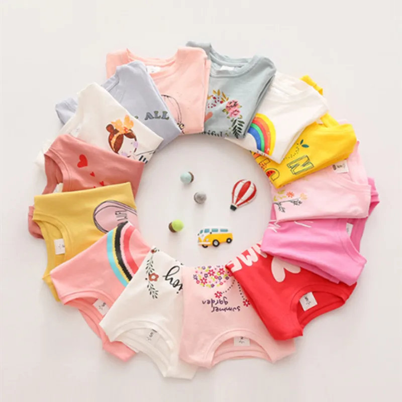 2024 Spring Autumn Fashion New 3 4 5 6 7 8 9 10Years Kids Cute Candy Color Tops Long Sleeve Cartoon Basic T-Shirt For Baby Girls