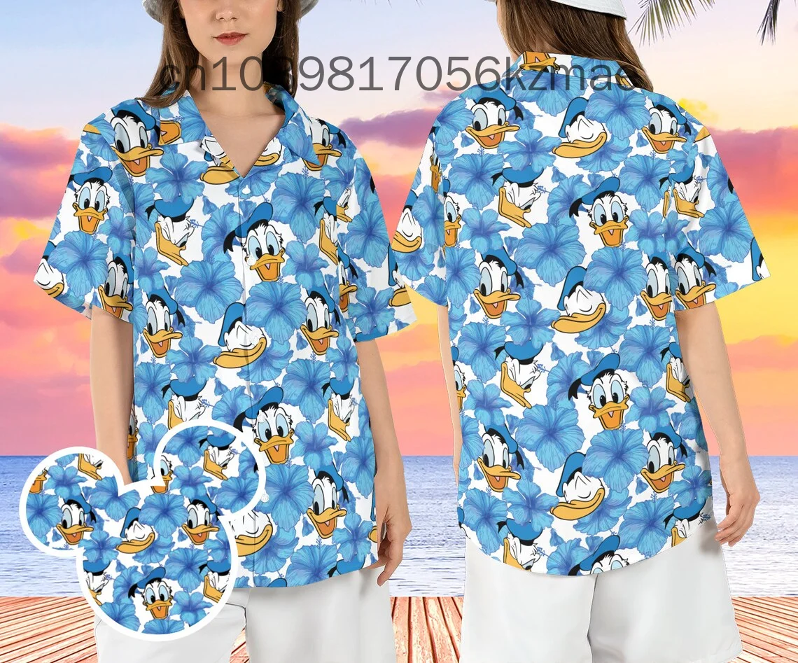 

2024 Disney Donald Duck Men and Women Hawaiian Shirt Donald Duck Shirthawaiian Shirt Flowers Aloha Beach Shirts Summer Shirt
