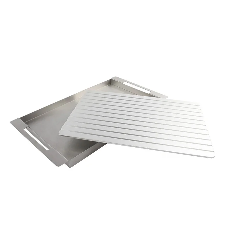 

Market Hot Selling No Electricity Quick Defrost Tray Thawing Board Magic Meat Defroster with Stainless Steel Drip Tray Pan