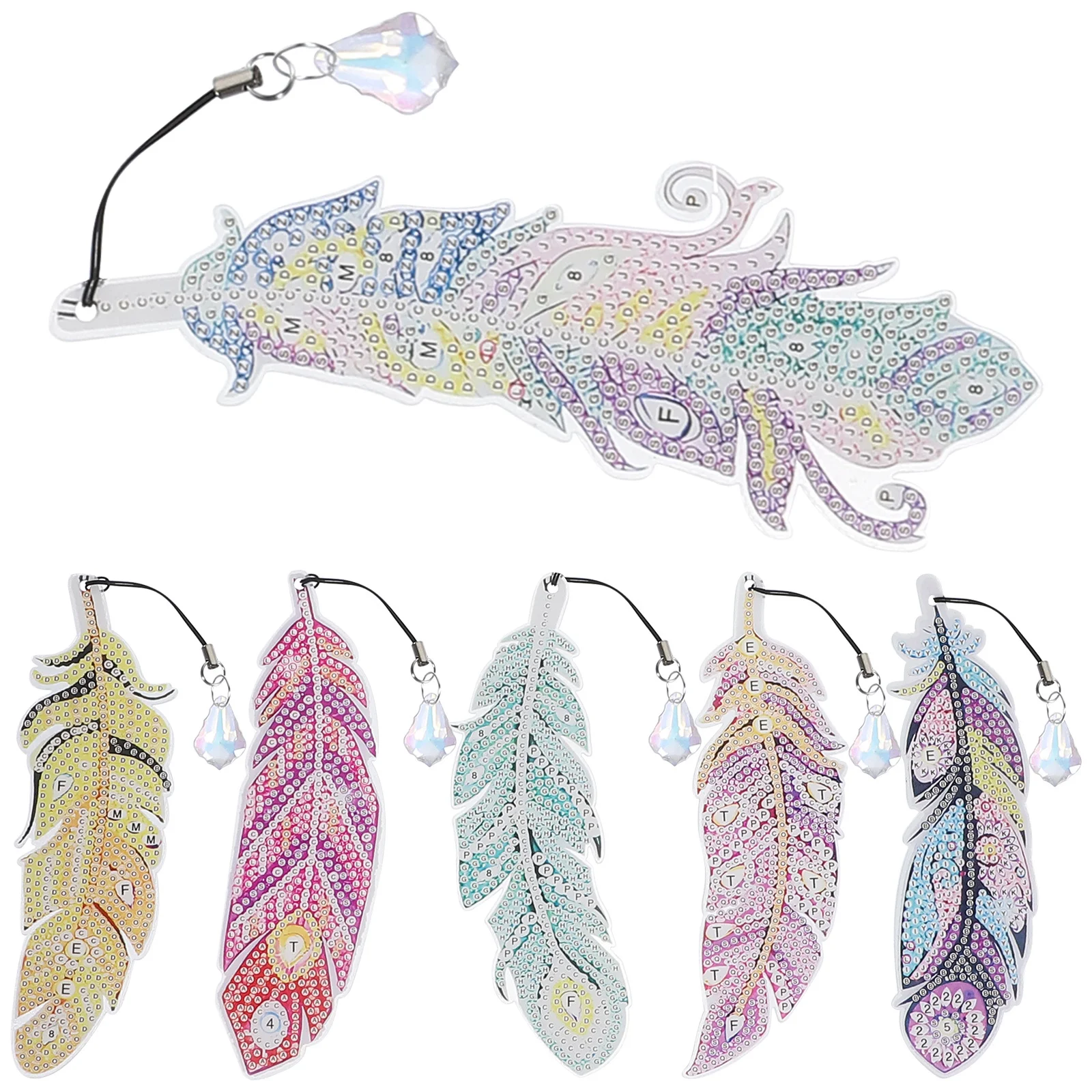 

1Set Unique DIY Diamonds Acrylic Plume Bookmark Durable Handmade Book Mark Gift for Book Lovers DIY Diamonds Bookmark