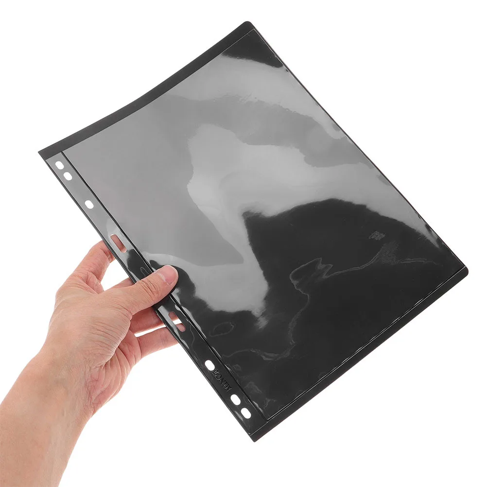 10pcs Album Pages Black 9-Hole Loose-Leaf Binder Sleeves For Stamp Sheet Collection Storage Double-Sided Stamp Book