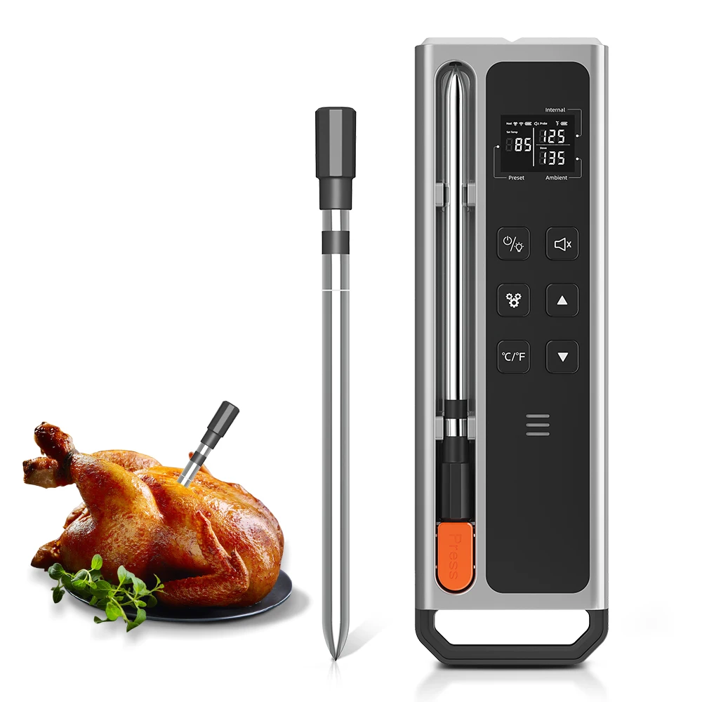 Wireless Meat Thermometer Digital Bluetooth Probe Thermometer Rechargeable with With LCD Screen & APP for BBQ, Oven, Grill