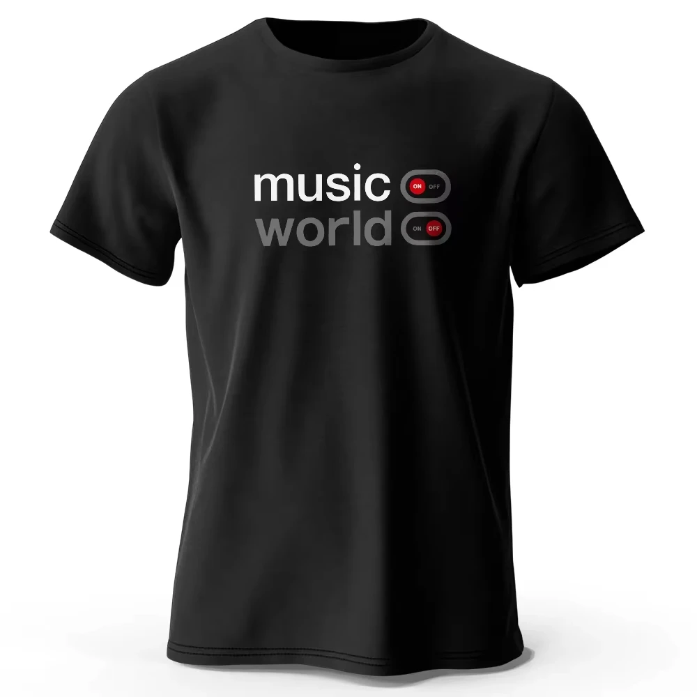 2026 New Family Matching Unisex Oversized T-Shirt Music Off World On Toggle Switch Simple Chest Print Streetwear Tops