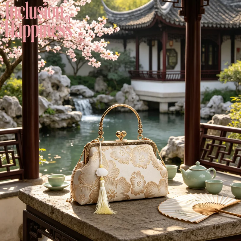 

Chinese Style Embroidered Shoulder Bag Elegant Handbag Retro Small Square Bag Wedding Party Luxury Designer Women Clutch