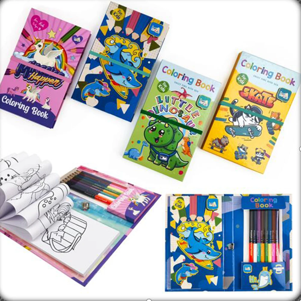 Farbstift-Zeichenbuch-Set Malbuch Buntstift-Zeichenbuch Graffiti-Set für Kinder Malset Kindergeburtstagsgeschenk