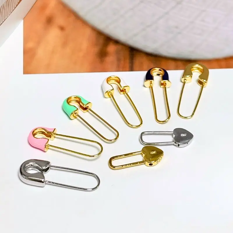 

FLORATO 925 Silver Needle Paper Clip Enamel Earrings For Women Cute Personalized Earrings Fashion Party Jewelry Gifts