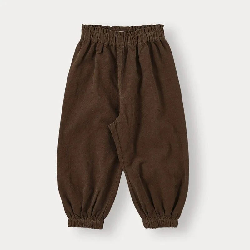 Boys Girls Cotton Corduroy Cotton Stripe Trousers  Children's Clothes Fall Spring Boy Loose Casual Harem Pants Kids Long Pants