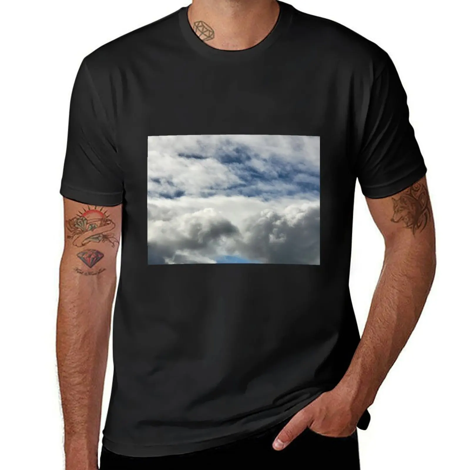 Clouds fingers touching T-Shirt tees korean fashion customizeds blacks men clothes