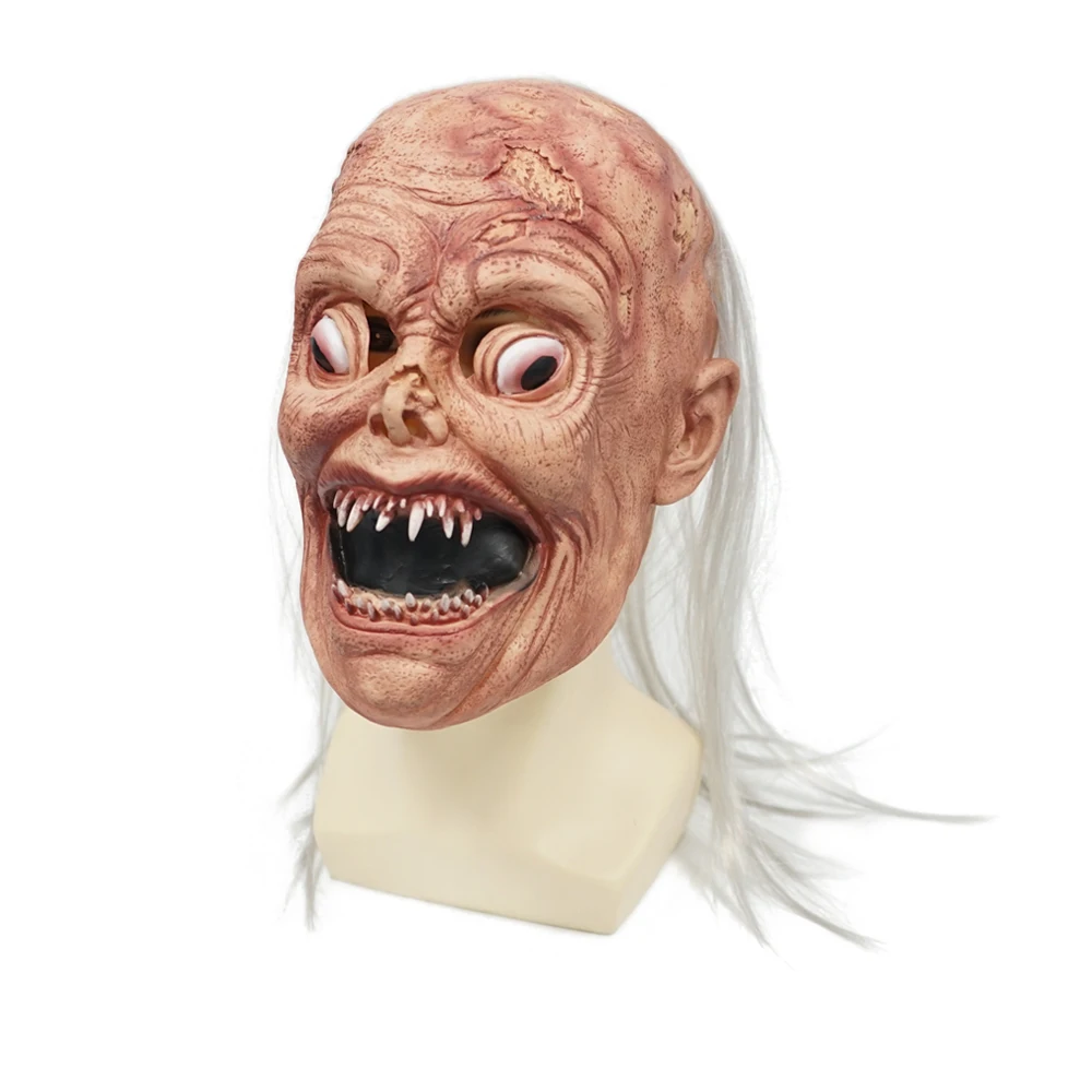 Erwachsene Horror Zombie Latex Masken Scary Alten Mann Kopf Maske mit Haar Kostüm Cosplay Masken Requisiten Karneval Ostern Purim Phantasie kleid