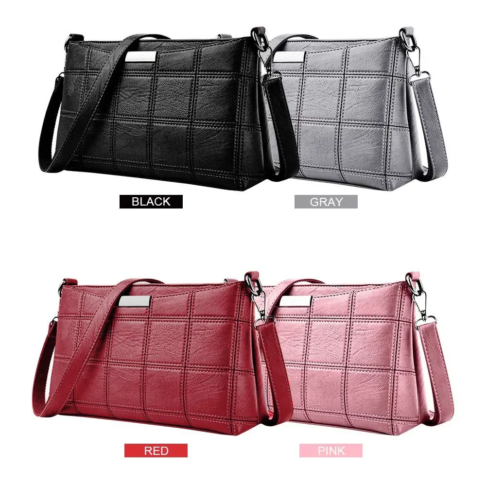 Women Handbag Leather Plaid Messenger Bag Shoulder Small Square Package Designer Handbags High Quality Bolsa Feminina Sacs Dame