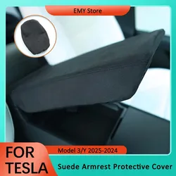 Suede Armrest Box Protective Soft Cover For Tesla Model 3 Highland 2024-2025 Model Y Juniper 2025 Armrest Cover Lid Accessories