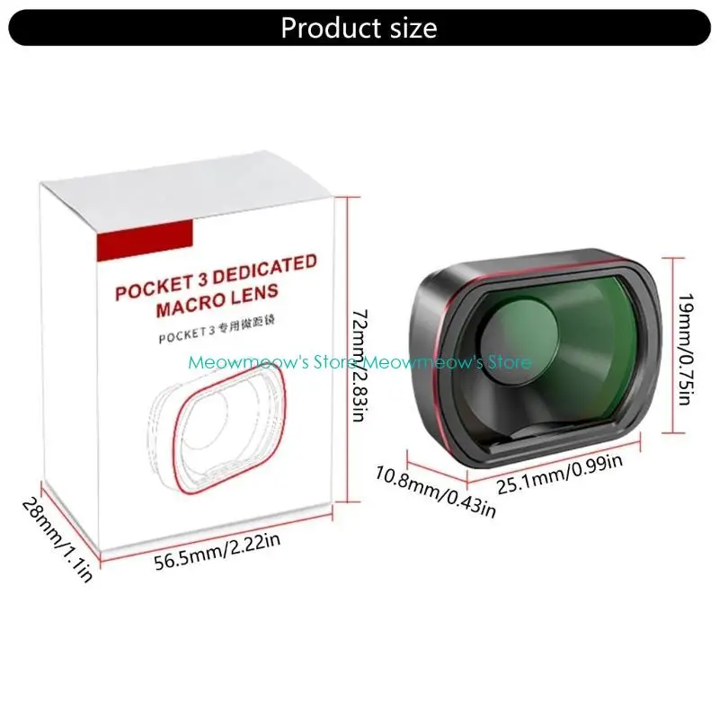 W91a تبادل بسرعة مرشح العدسات الماكرو لجيب 3 كاميرا الألومنيوم المفاجئة على الاتصال المغناطيسي