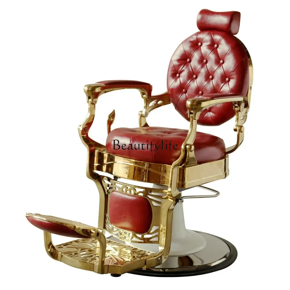 

Golden retro barber chair barber shop special hair cutting chair