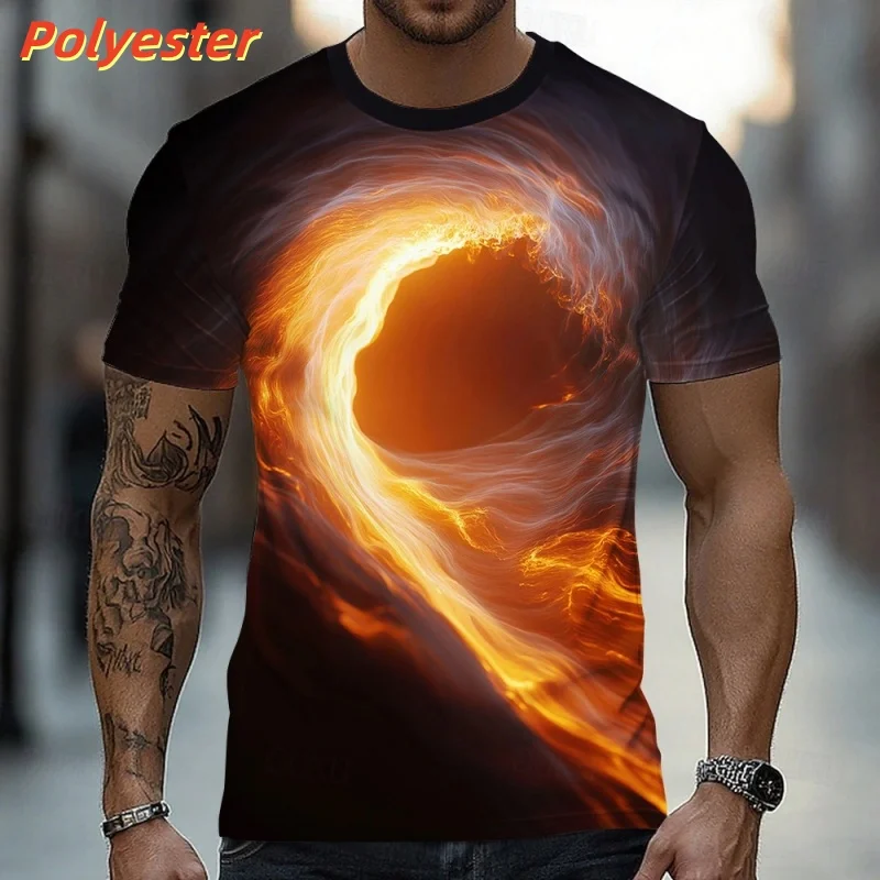 3D Printed Ocean Waves T-shirt For Men Cloud Cave Graphic Short-sleeved Tees Summer Fashion Round Neck Tops Street T Shirts